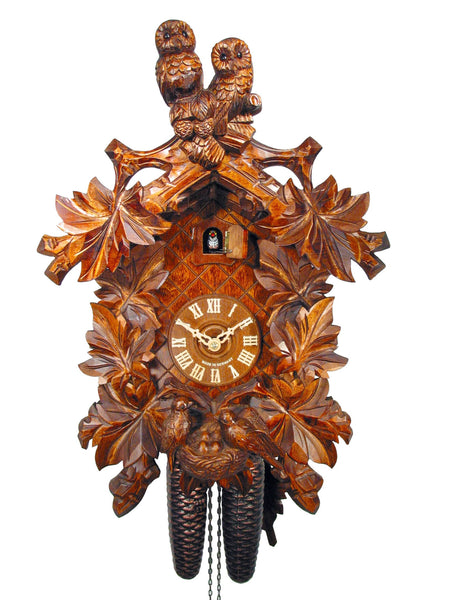  Cuckoo Clock - Carved 8-day Owl cuckoo clock 46cm by August Schwer - Cuckoo Collections