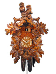  Cuckoo Clock - Carved 8-day Owl cuckoo clock 46cm by August Schwer - Cuckoo Collections