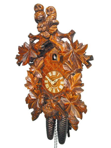  Cuckoo Clock - Carved 8-day Owl cuckoo clock 46cm by August Schwer - Cuckoo Collections