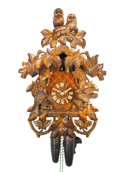  Cuckoo Clock - Carved 8-day Owls & Vines cuckoo clock 48cm by August Schwer - Cuckoo Collections