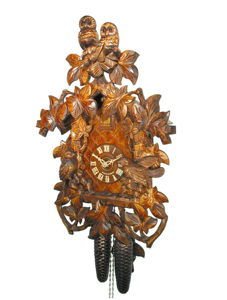  Cuckoo Clock - Carved 8-day Owls & Vines cuckoo clock 48cm by August Schwer - Cuckoo Collections