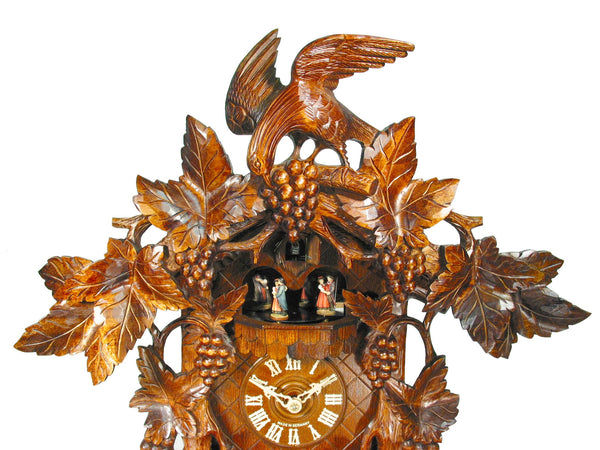  Cuckoo Clock - Carved 8-day musical cuckoo clock with Aesops Fable 'Fox & Raven' and grapes 60cm by August Schwer - Cuckoo Collections