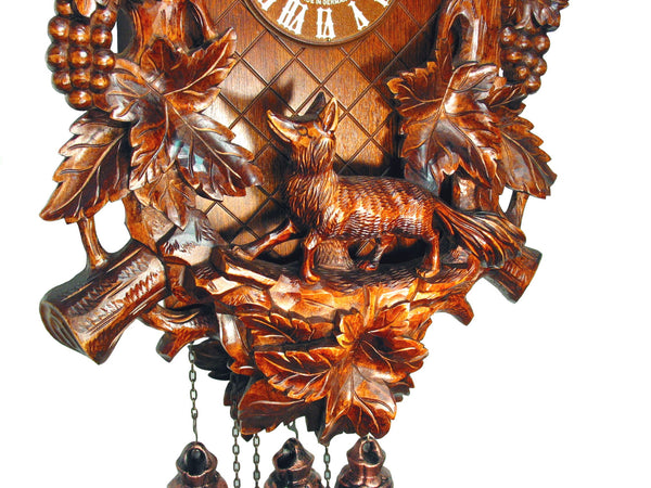  Cuckoo Clock - Carved 8-day musical cuckoo clock with Aesops Fable 'Fox & Raven' and grapes 60cm by August Schwer - Cuckoo Collections