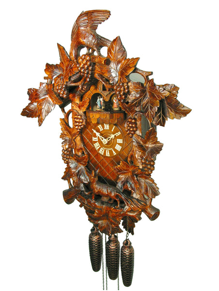  Cuckoo Clock - Carved 8-day musical cuckoo clock with Aesops Fable 'Fox & Raven' and grapes 60cm by August Schwer - Cuckoo Collections