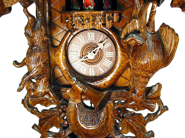  Cuckoo Clock - Carved 8-day hunting style cuckoo clock with music 61cm by August Schwer - Cuckoo Collections