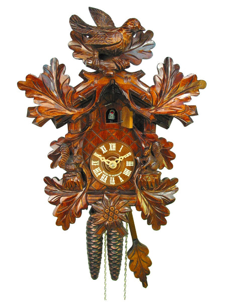  Cuckoo Clock - Carved 1-day Squirrel Edelweiss cuckoo clock 32cm by August Schwer - Cuckoo Collections