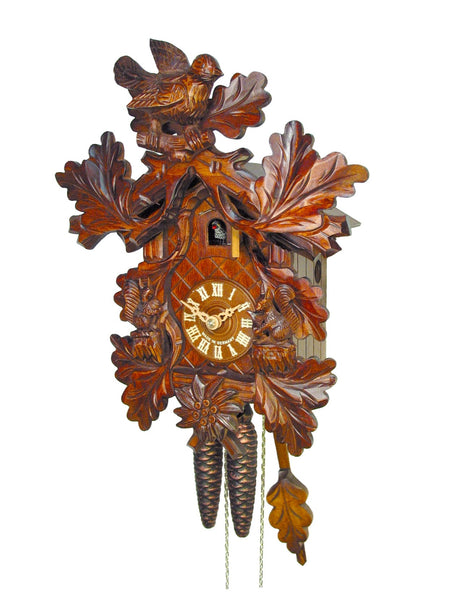  Cuckoo Clock - Carved 1-day Squirrel Edelweiss cuckoo clock 32cm by August Schwer - Cuckoo Collections
