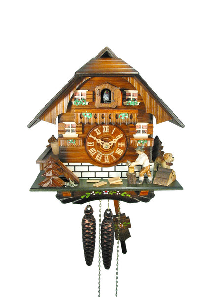  Cuckoo Clock - Chalet 1-day Black Forest moving Wood Chopper cuckoo clock 25cm by August Schwer - Cuckoo Collections