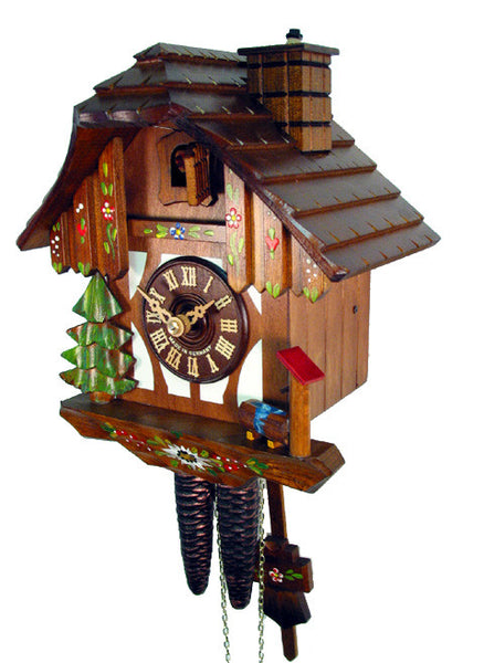  Cuckoo Clock - Chalet 1-day Half-timbered House & Chimney Sweep cuckoo clock 24cm by August Schwer - Cuckoo Collections