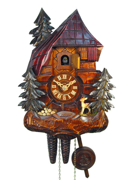  Cuckoo Clock - Chalet 1-day Wood Cabin cuckoo clock 27cm by August Schwer - Cuckoo Collections