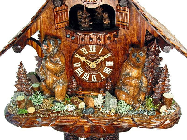  Cuckoo Clock - Chalet 8-day Bears cuckoo clock with music 47cm by August Schwer - Cuckoo Collections