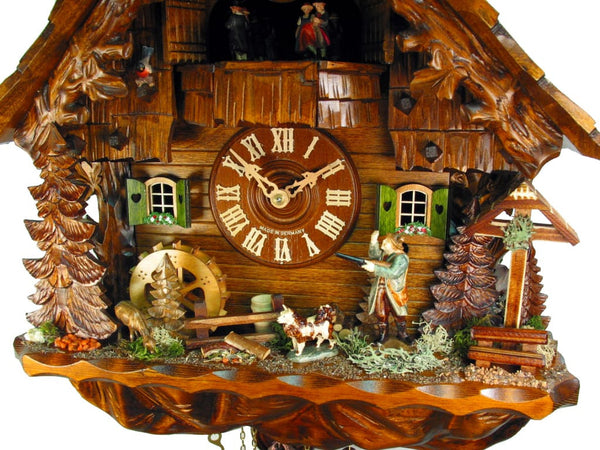  Cuckoo Clock - Chalet 8-day Bird Hunter cuckoo clock with music 41cm by August Schwer - Cuckoo Collections