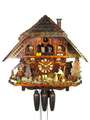  Cuckoo Clock - Chalet 8-day Black Forest Farm & Woodchopper cuckoo clock with music 44cm by August Schwer - Cuckoo Collections