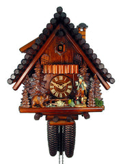  Cuckoo Clock - Chalet 8-day Log House with Hunter & Bear cuckoo clock 36cm by August Schwer - Cuckoo Collections