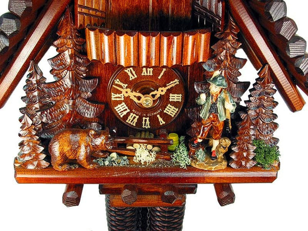  Cuckoo Clock - Chalet 8-day Log House with Hunter & Bear cuckoo clock 36cm by August Schwer - Cuckoo Collections