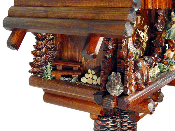  Cuckoo Clock - Chalet 8-day Log House with Hunter & Bear cuckoo clock 36cm by August Schwer - Cuckoo Collections