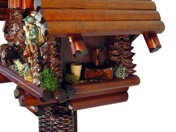  Cuckoo Clock - Chalet 8-day Log House with Hunter & Bear cuckoo clock 36cm by August Schwer - Cuckoo Collections