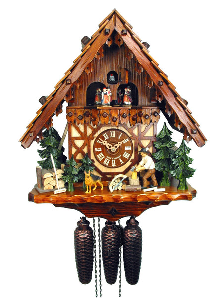  Cuckoo Clock - Chalet 8-day Timerframe House & Wood Chopper cuckoo clock  with music 40cm by August Schwer - Cuckoo Collections