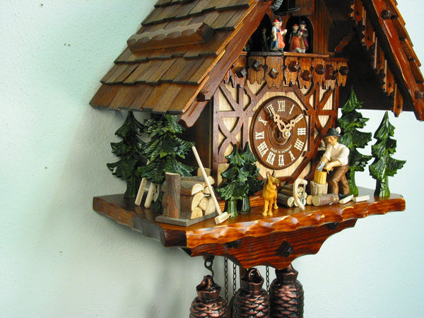  Cuckoo Clock - Chalet 8-day Timerframe House & Wood Chopper cuckoo clock  with music 40cm by August Schwer - Cuckoo Collections