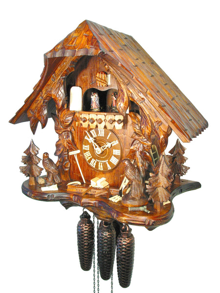  Cuckoo Clock - Chalet 8-day Vines & Birds cuckoo clock with music 42cm by August Schwer - Cuckoo Collections
