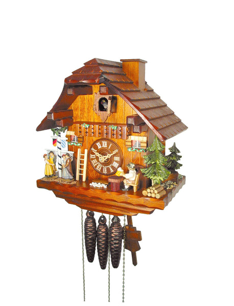  Cuckoo Clock - Chalet 1-day Pole Clock with Beer-drinker & Chimney Sweep cuckoo clock with music 28cm by August Schwer - Cuckoo Collections