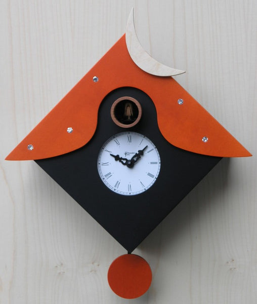  Cuckoo Clock - 'Cucu Otranto' Cuckoo Clock (Black & Orange) by Pirondini - Cuckoo Collections