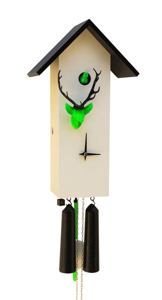  Cuckoo Clock - 'Bird House' Modern Art Style Cuckoo Clock 8-day movement (Gray, Green & Black) by Rombach & Haas - Cuckoo Collections