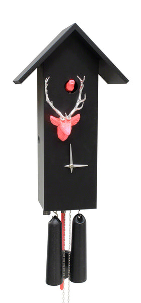  Cuckoo Clock - 'Bird House' Modern Art Style Cuckoo Clock 8-day movement (Black, Red & Gold) by Rombach & Haas - Cuckoo Collections