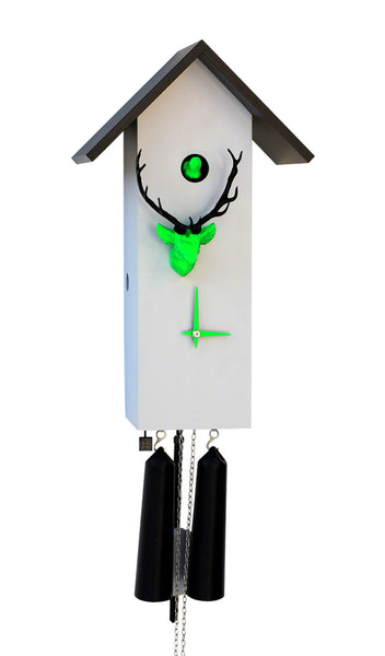  Cuckoo Clock - 'Bird House' Modern Art Style Cuckoo Clock 8-day movement (Grey, Green & Black) by Rombach & Haas - Cuckoo Collections