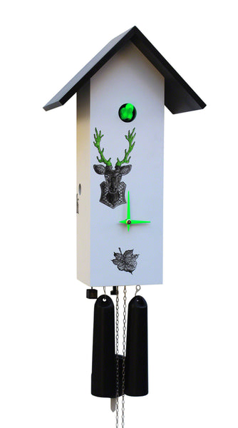  Cuckoo Clock - 'Bird House' Modern Art Style Cuckoo Clock 8-day movement (White, Green & Black) by Rombach & Haas - Cuckoo Collections