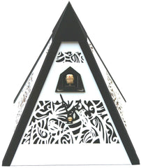  Cuckoo Clock - 'Pyramid' Modern Art Style Cuckoo Clock Quartz (Black & White) by Rombach & Haas - Cuckoo Collections