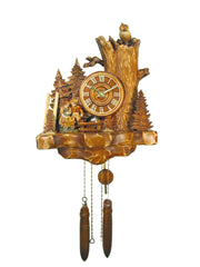  Cuckoo Clock - Old Qaks Quartz Coaster Wagon & Owl cuckoo clock 34cm by August Schwer - Cuckoo Collections