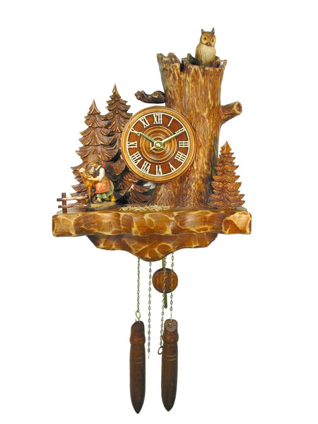  Cuckoo Clock - Old Qaks Quartz Pony Vroni & Owl cuckoo clock 34cm by August Schwer - Cuckoo Collections