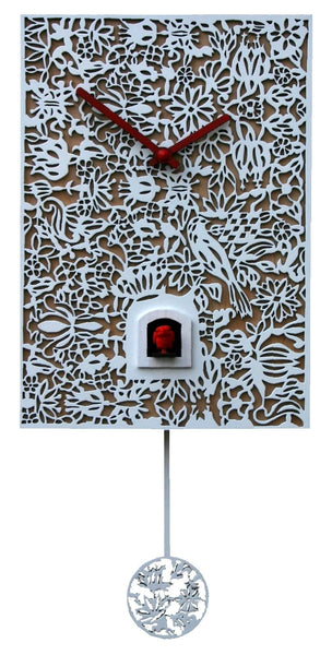  Cuckoo Clock - 'Silhouette' Modern Art Style Cuckoo Clock Quartz  (White) by Rombach & Haas - Cuckoo Collections