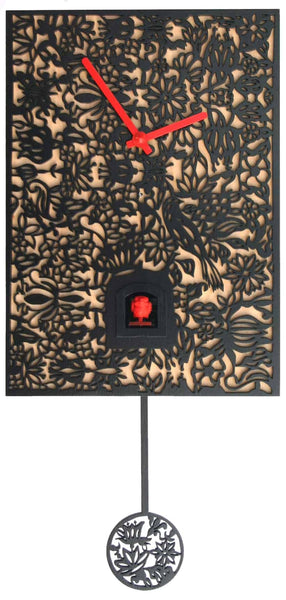  Cuckoo Clock - 'Silhouette' Modern Art Style Cuckoo Clock Quartz (Black) by Rombach & Haas - Cuckoo Collections