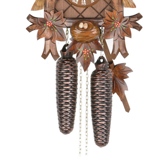  Cuckoo Clock - Carved 8-day cuckoo clock with carved birds and hand-painted flowers 35.5cm by Hubert Herr - Cuckoo Collections