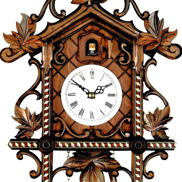 Cuckoo Clock - Antique carved 8-day 'Bahnhaeusli' Railroad-style cuckoo clock  37cm by Hubert Herr - Cuckoo Collections