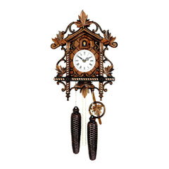  Cuckoo Clock - Antique carved 8-day 'Bahnhaeusli' Railroad-style cuckoo clock  37cm by Hubert Herr - Cuckoo Collections
