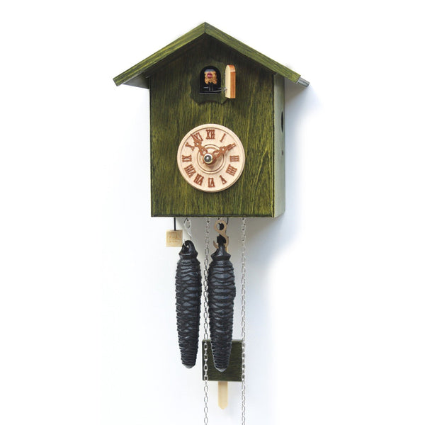 'Bird Box' Modern Art Style Cuckoo Clock 1-day movement (Green) by Rombach & Haas