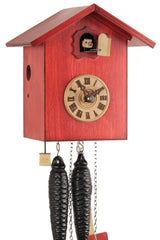 'Bird Box' Modern Art Style Cuckoo Clock 1-day movement (Red) by Rombach & Haas