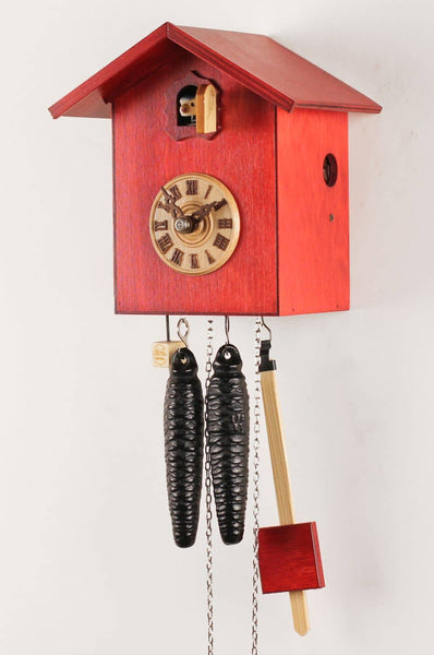 'Bird Box' Modern Art Style Cuckoo Clock 1-day movement (Red) by Rombach & Haas