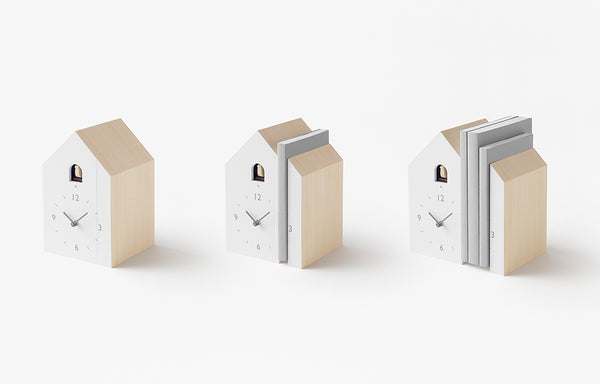 'Bookend' Table Cuckoo Clock (White) by Lemnos