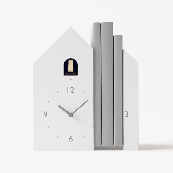 'Bookend' Table Cuckoo Clock (White) by Lemnos