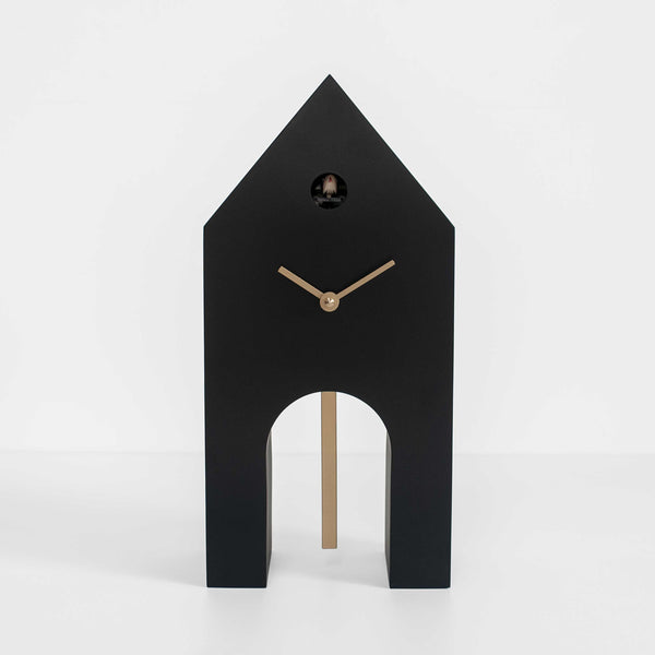  Cuckoo Clock - 'Campanile' Cuckoo Clock (Black & Gold) by Progetti - Cuckoo Collections