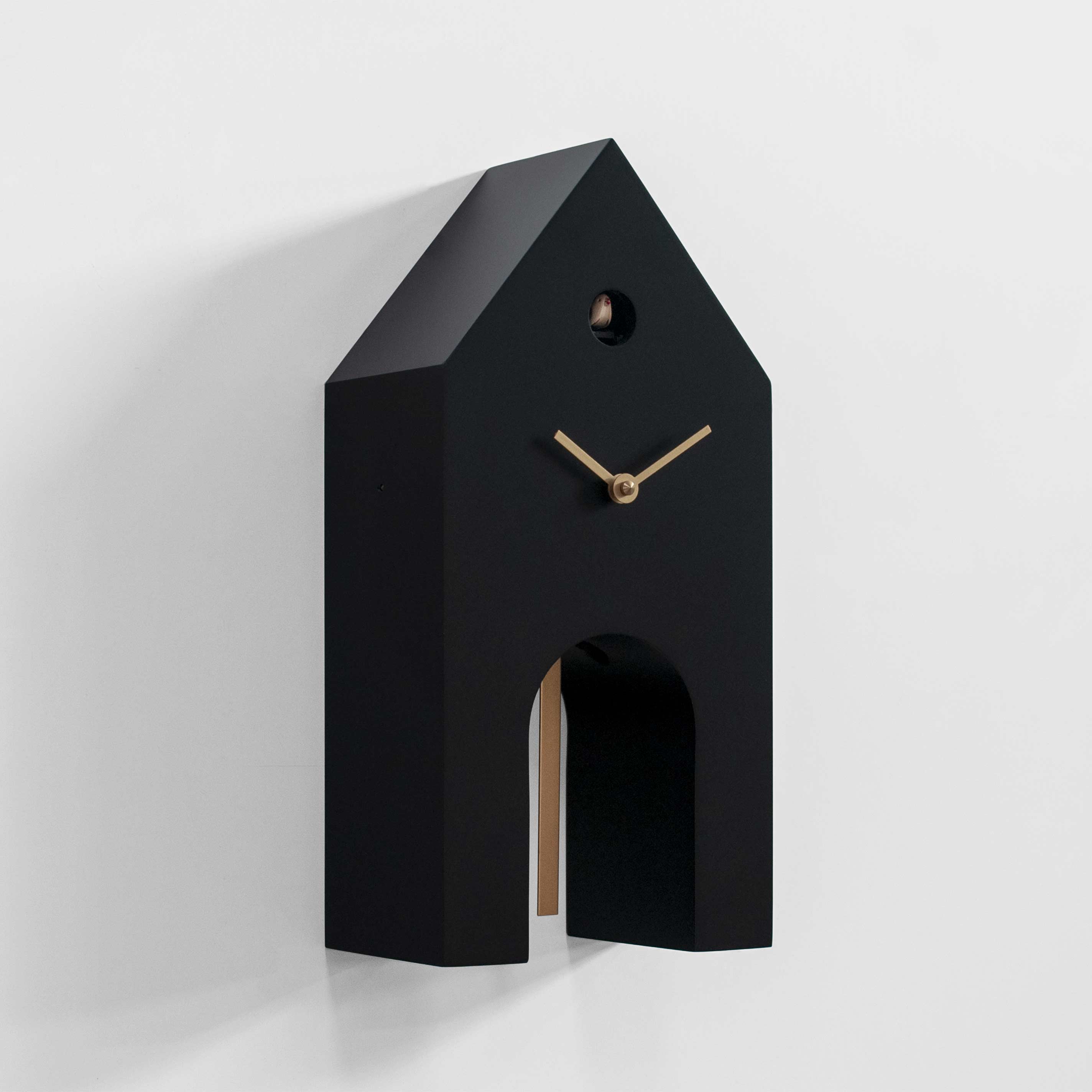 'Campanile' Cuckoo Clock (Black & Gold) by Progetti - Cuckoo Collections