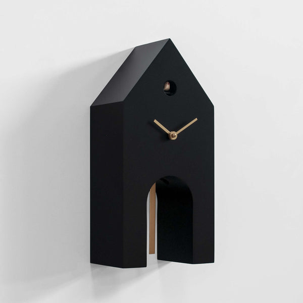  Cuckoo Clock - 'Campanile' Cuckoo Clock (Black & Gold) by Progetti - Cuckoo Collections
