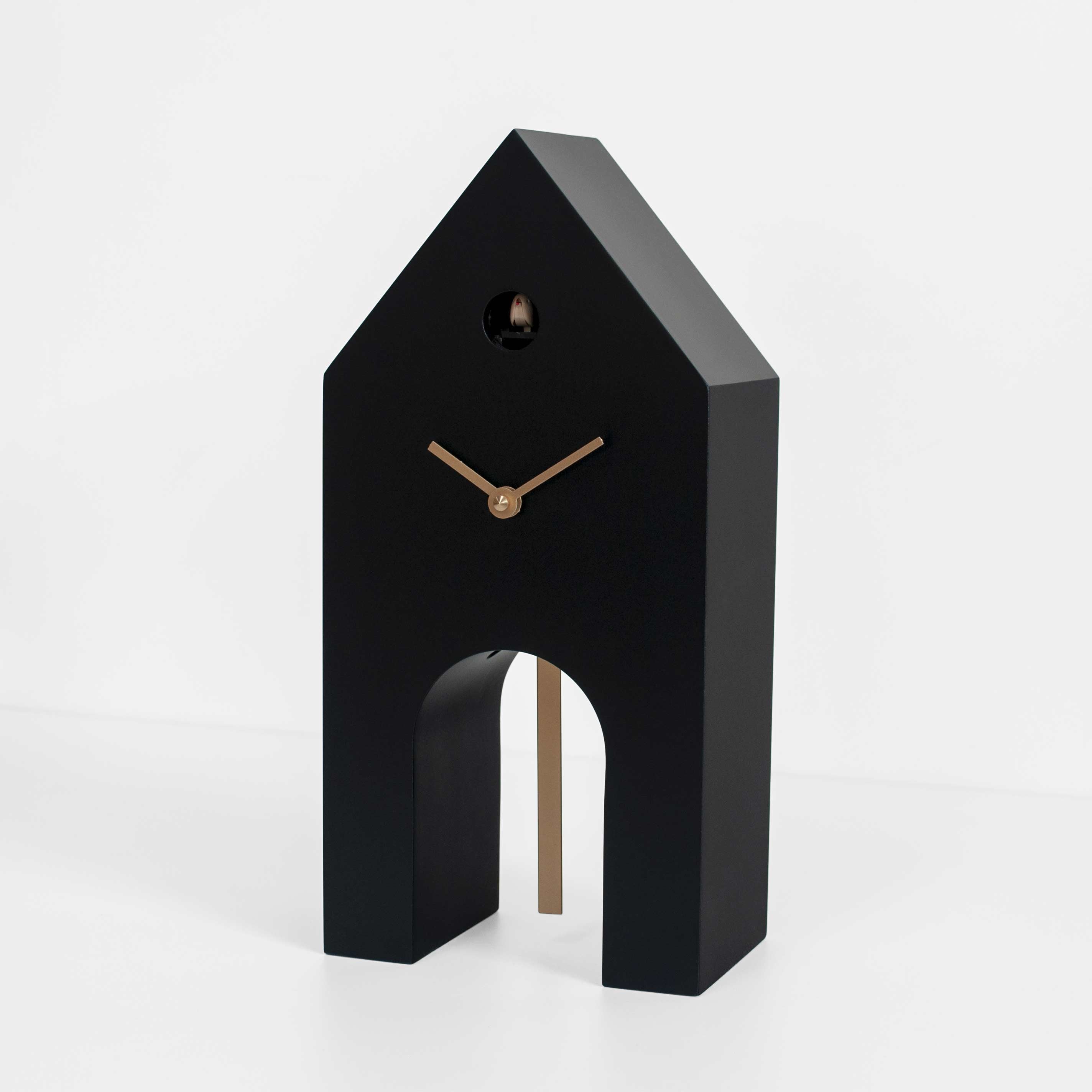 'Campanile' Cuckoo Clock (Black & Gold) by Progetti - Cuckoo Collections