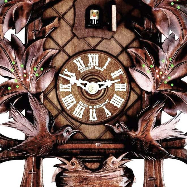  Cuckoo Clock - Carved 1-day cuckoo clock with birds and maple leaves 35.5cm by Hubert Herr - Cuckoo Collections