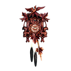  Cuckoo Clock - Carved 1-day cuckoo clock with deep-carved cuckoo bird and two squirrels 30cm by Hubert Herr - Cuckoo Collections