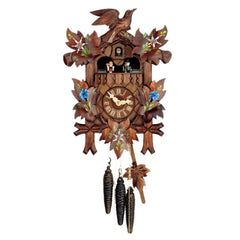  Cuckoo Clock - Carved 1-day musical cuckoo clock with hand-painted edelweiss & enzian flowers and dancers 35.5cm by Hubert Herr - Cuckoo Collections